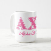 Mug Lettres roses d'Omega de Chi d'Alphi (Devant gauche)