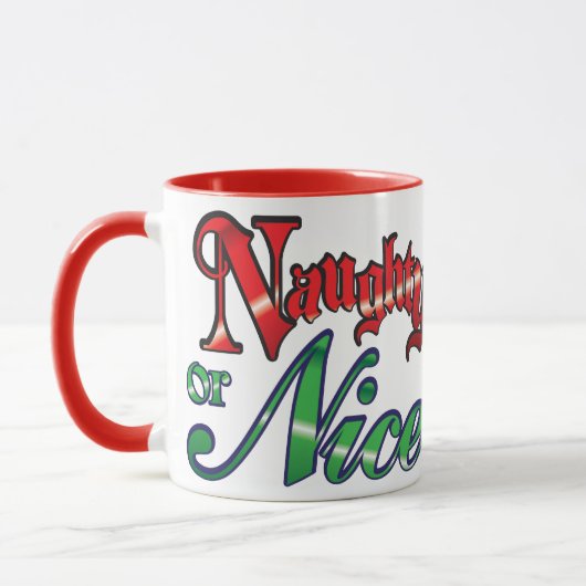 Mug Lettres rouges rétro Noël, Naughty ou Nice (Gauche)