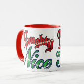 Mug Lettres rouges rétro Noël, Naughty ou Nice (Devant gauche)