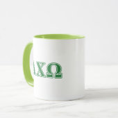 Mug Lettres vertes d'Omega de Chi d'Alphi (Devant gauche)