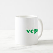 Mug lettres vertes "végétalien", fond blanc (Devant droit)