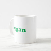 Mug lettres vertes "végétalien", fond blanc (Devant gauche)