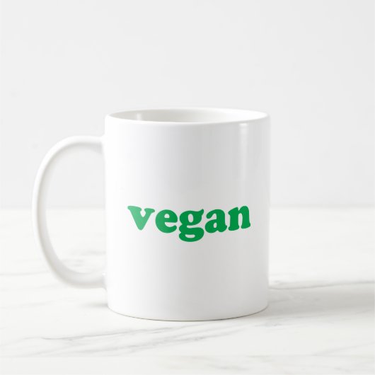 Mug lettres vertes "végétalien", fond blanc (Gauche)