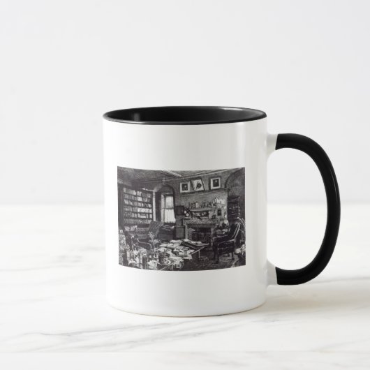 Mug L'étude de Charles Darwin à vers le bas logent, (Droite)