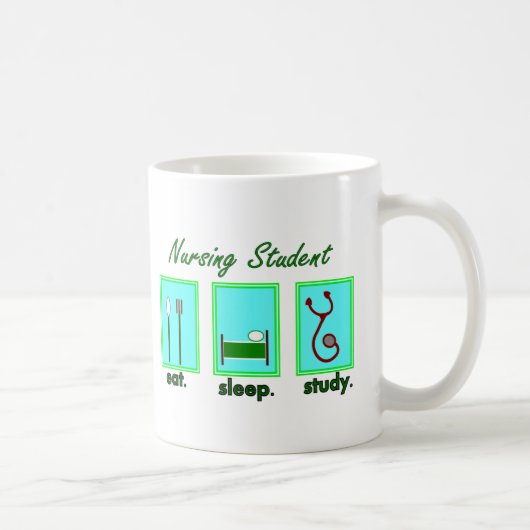 Mug l'étudiant de soins mangent l'étude de sommeil (Droite)