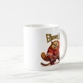 Mug Lève les coudes ! Castor de hockey, Feuille d'érab (Devant droit)