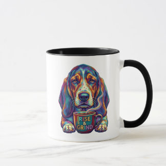 Mug Lève-toi et fais tourner Basset Hound Pop Art Café