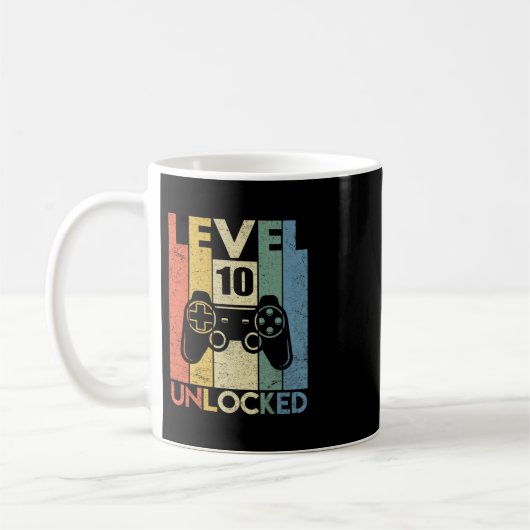 Mug Level 10 Unlocked Funny Video Gamer 10th Birthday (Gauche)