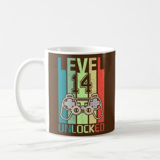 Mug Level 14 Unlocked Video Gamer 14th Birthday Gifts (Gauche)