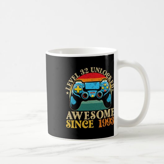 Mug Level 32 Unlocked Awesome Since 1993 32nd Birthday (Droite)