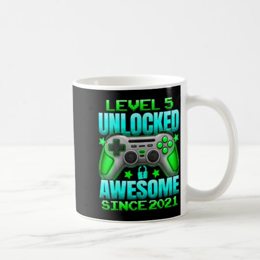Mug Level 5 Unlocked 5 Year Old For Boys 5th Birthday (Droite)