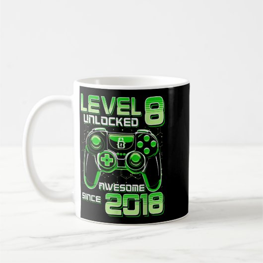 Mug Level 8 Unlocked Awesome Since 2018 8th Birthday G (Gauche)