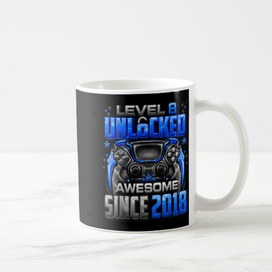Mug Level 8 Unlocked Awesome Since 2018 8th Birthday G (Droite)