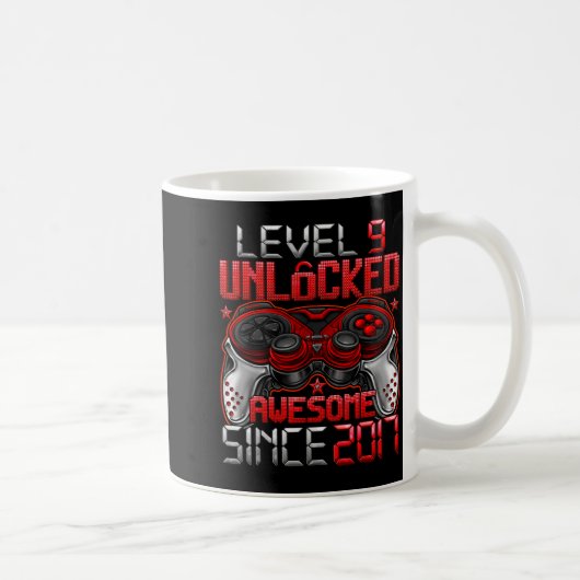 Mug Level 9 Unlocked 9 Year Old For Boys 9th Birthday (Droite)