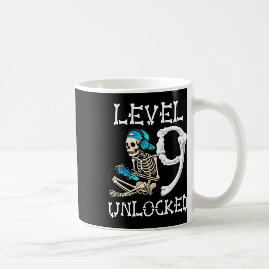 Mug Level 9 Unlocked Skeleton Gamer Video Gaming 9th B (Droite)