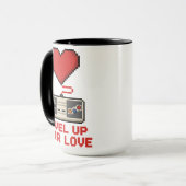 Mug Level Up Your Love, Retro Pixel Gaming Design (Devant gauche)