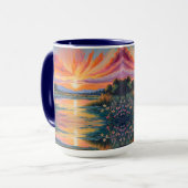 Mug Lever de soleil à l'étang aquarelle (Devant gauche)