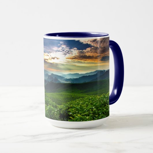 Mug Lever de soleil au-dessus de ferme de thé (Devant droit)