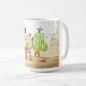 Mug Lever de soleil de observation de fille de robot (Devant droit)