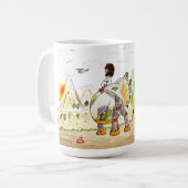 Mug Lever de soleil de observation de fille de robot (Devant gauche)