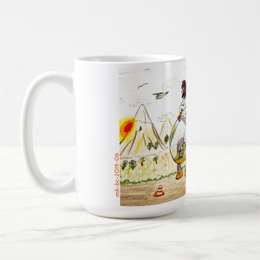 Mug Lever de soleil de observation de fille de robot (Gauche)