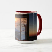 Mug Lever du soleil, tulipes et lac gelé (Devant droit)
