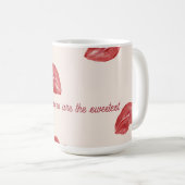 Mug Lèvres baisantes Rouge sur la couleur beige Saint- (Devant droit)