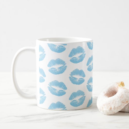 Mug Lèvres Bleues, Motif De Lèvres, Bleu, Baiser (Avec donut)