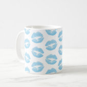 Mug Lèvres Bleues, Motif De Lèvres, Bleu, Baiser (Devant gauche)