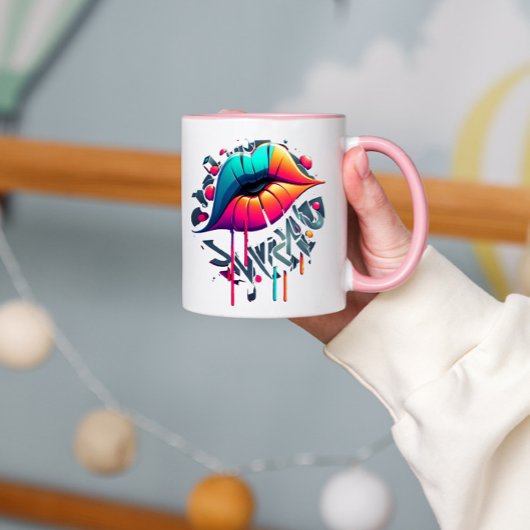 Mug Lèvres colorées, de style Graffiti, vibrantes