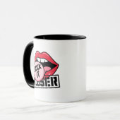 Mug Lèvres d'art pop rétro avec Sassy "Suck It Loser" (Devant gauche)