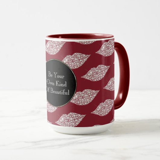 Mug Lèvres Diamond Blanc Rouge (Devant droit)