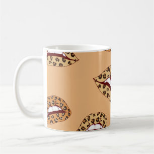 Mug lèvres Empreintes de léopard sans couture motif, l