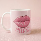 Mug Lèvres rose brillant en forme personnalisée
