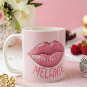 Mug Lèvres rose brillant en forme personnalisée