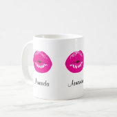 Mug Lèvres roses chaudes Illustration brillante (Devant gauche)