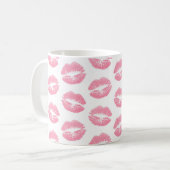 Mug Lèvres Roses, Motif De Lèvres, Rouge Rose, Baiser (Devant gauche)