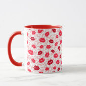Mug Lèvres rouge et marron sur Motif rose (Gauche)