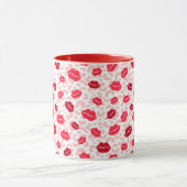 Mug Lèvres rouge et marron sur Motif rose (Centre)