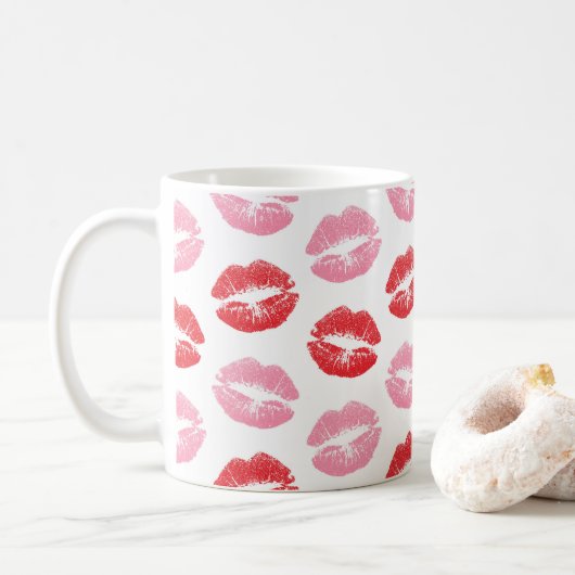 Mug Lèvres rouges et roses, Motif des lèvres, bâton à  (Avec donut)