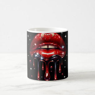 Mug Lèvres Rouges Ruisselantes de Paillettes Glamour É