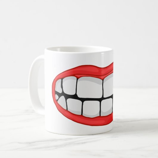 Mug lèvres rouges sourire avec de grandes dents (Devant gauche)