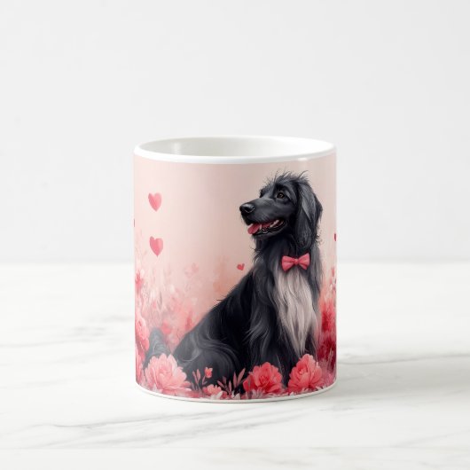 Mug Lévrier Afghan avec des Roses - Saint-Valentin (Centre)