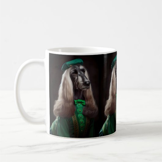 Mug lévrier afghan en robe de la Saint-Patrick (Gauche)
