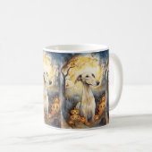 Mug Lévrier d'Halloween avec citrouilles effrayant (Devant droit)