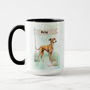 Mug Lévrier en aquarelle Chien personnalisé