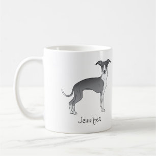 Mug Lévrier Italien Bleu Et Blanc Avec Nom Personnalis