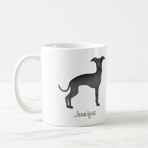 Mug Lévrier Italien Noir Chien de Dessin Animé Mignon 