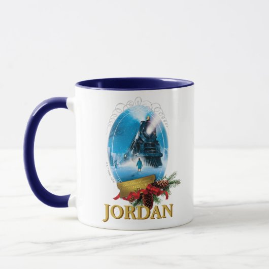 Mug L'Express polaire | Arrivée du train encadré de va (Gauche)
