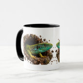 Mug Lézard vert hideux rocheux faune (Devant gauche)
